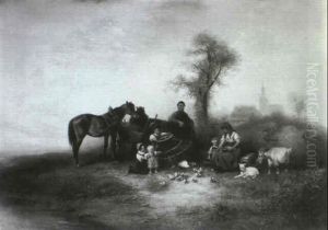 Rast Vor Dem Dorf by Wilhelm Alexander Meyerheim