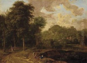 Paysage Arcadien Avec Des Promeneurs