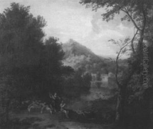 Rural Landscape With Figures by Albert Meyeringh