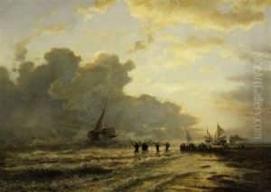 Anlandende Fischerboote Bei Sturmischer See by Wilhelm Emil Meyer-Rodius