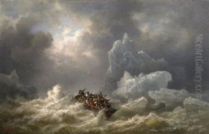 Walfanger In Sturmischer See Vor Eisbergen by Wilhelm Emil Meyer-Rodius