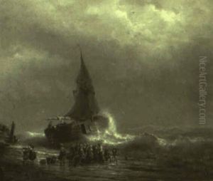Unloading Before An Approaching Storm by Wilhelm Emil Meyer-Rodius