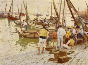 Fischer In Einem Portugiesischen Hafen Fischer In Einem Portugiesischen Hafen