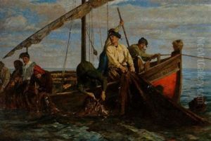 Neuburg Am Inn- Fischer Beim Einholen Des Netzes by Kunz Meyer-Waldeck