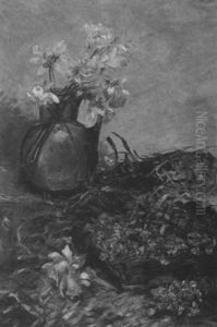 Stilleben Mit Narzissen Im Glaskrug Und Vergismeinnicht by Kunz Meyer-Waldeck