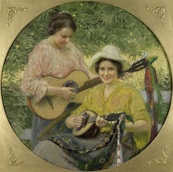 Sonnige Jugend - Franka Und Jutta Sabine In Globsow, Mit Mandoline Und Guitarre - view 1