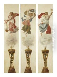 Huit Panneaux Decoratifs Representant Chacun Une Figure Allegorique Au-dessus D'une Athenienne (8 Works) by Charles Meynier