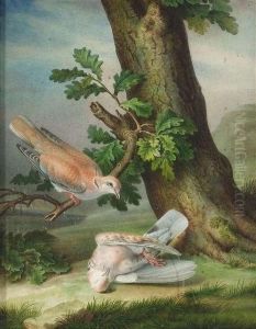 Pancrace. A Bird On A Branch Mourns His Dead Companion by L. Bessa