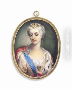 Princess Maria Clementina Sobieska (1702-1735), In Pink Damask Dress, Ermine-lined Red Cloak, Wearing The Blue Sash Of The Order Of The Garter
