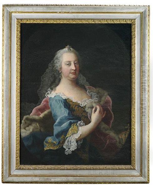 Portrait Der Kaiserin Maria Theresia Im Gemalten Oval Mit Der Osterreichischen Kaiserkrone Im Hintergrund - view 1