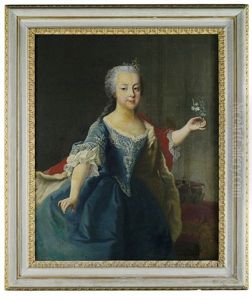 Portrait Der Osterreichischen Erzherzogin Marie Christine Als Kind Mit Krone Im Hintergrund