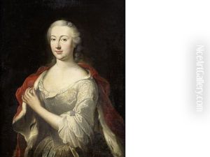 Portrait Of A Lady, Half-length, In A White Dress With An Ermine-trimmed Robe