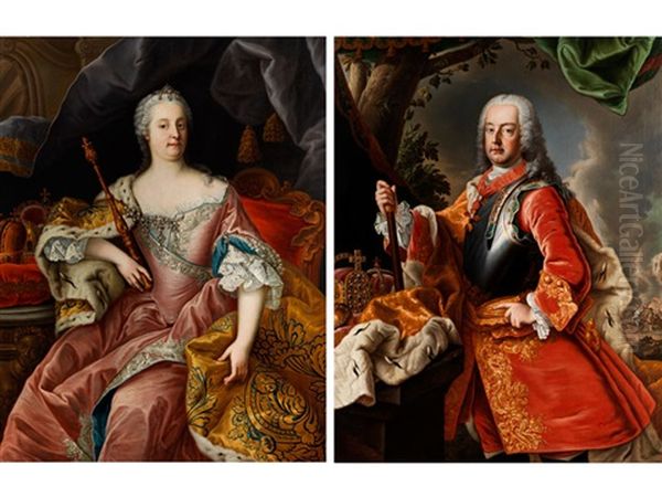 Portraitbildnisse Der Maria Theresia Von Osterreich Und Ihrem Gemahl Franz I Stephan Von Lothringen (pair) - view 1