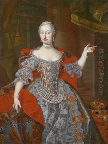Bildnis Der Kaiserin Maria Theresia Als Konigin Von Ungarn, Zu Ihrer Linken Die Ungarischen Insignien Krone Und Zepter - view 1
