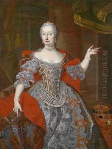 Bildnis Der Kaiserin Maria Theresia Als Konigin Von Ungarn, Zu Ihrer Linken Die Ungarischen Insignien Krone Und Zepter by Martin van Meytens the Younger