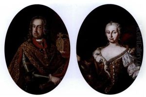 Portrait Of The Empress Maria Theresia Of Austria (+ Portrait Of The Emperor Franz Stephan Of Austria; Pair) by Martin van Meytens the Younger