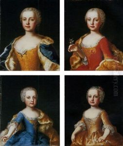Portraits Of Four Young Noblewomen - Daughters Of The Empress Maria Theresa Of Austria? by Martin van Meytens the Younger