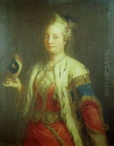 Portrait De L'imperatrice Marie Therese Tenant Un Masque by Martin van Meytens the Younger