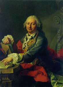 Portrait Of The Artist Wearing A Medal Of Frederick, King Of Sweden, With A Folio Resting On A Stone Pedestal