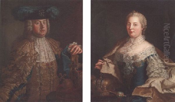 Portrait Of Empress Maria Theresa Of Austria, Half Length, In A Blue Dress - view 1