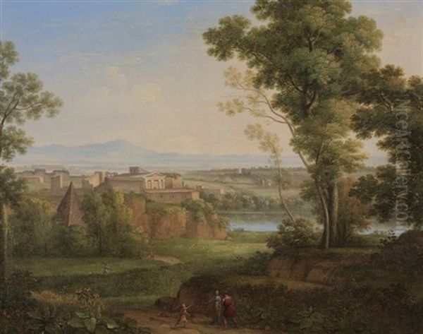 Romische Ruinenlandschaft An Einem Gewasser - view 1