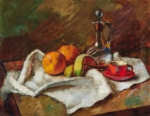 Stillleben Mit Fruchten Und Flasche by Alice Michaelis