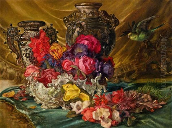Blumenstillleben Mit Chinesischen Vasen - view 1