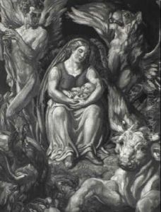 Maria Mit Kind Umgeben Von Den Vier Evangelisten-symbolen by Arthur Michaelis