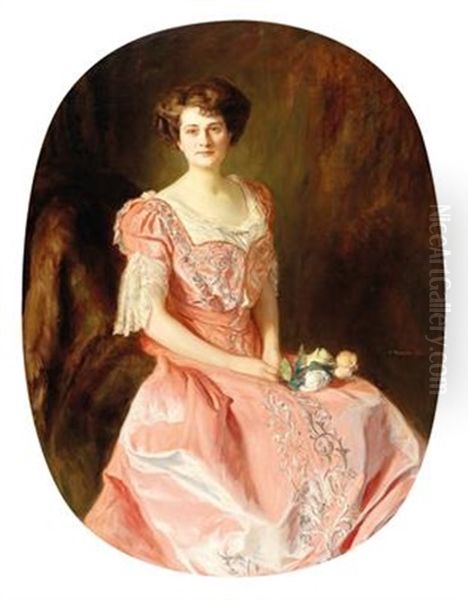 Portrait Of A Lady In A Pink Dress - view 1