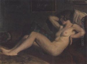 Akt Auf Einem Sofa by Oskar Michaelis
