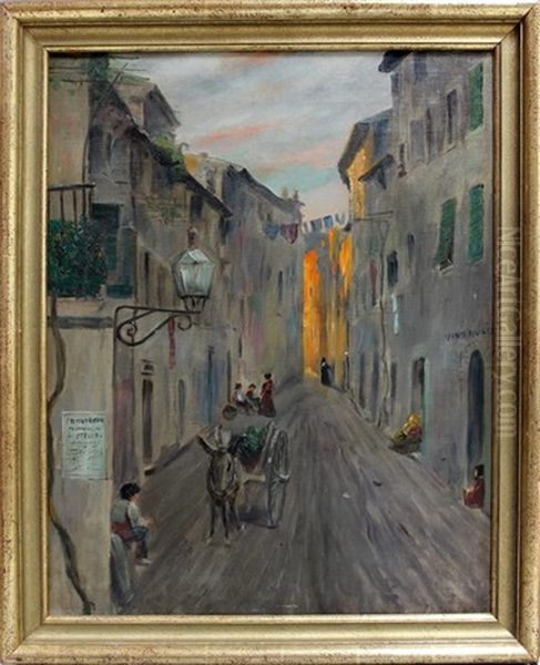 Belebte, Italienische Gasse In Der Abendrote - view 1