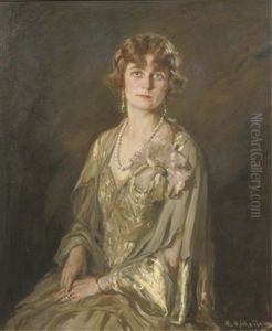 New York Chique: A Lady Wearing A Pearl Necklace by Nikola Michailow