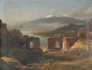 Das Griechisch-romanische Theater Von Taormina Mit Blick Auf Den Atna