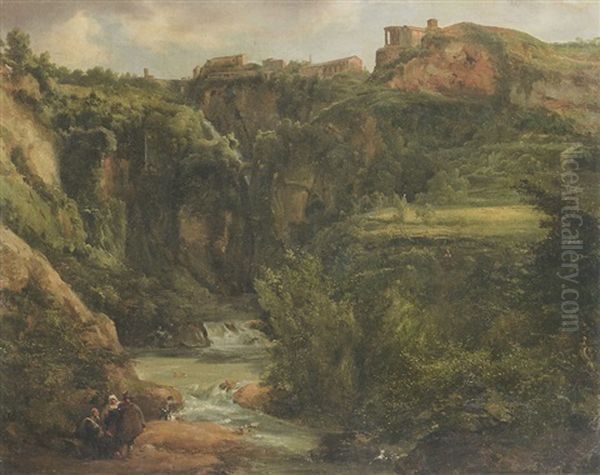 Paysans Romains Au Pied De La Cascade De Tivoli - view 1
