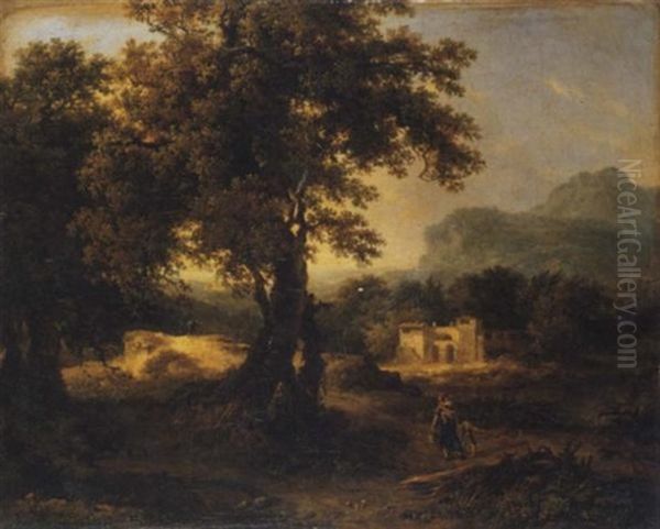 A Wooded Landscape With Figures - view 1