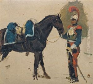 Cuirassier Holding A Horse