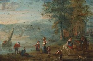 Fishermen And Peasants Trading On A Riverbank