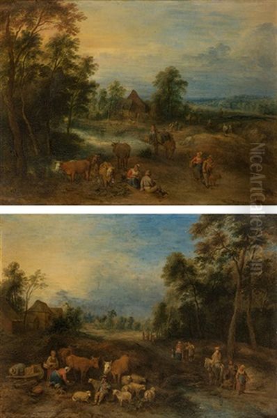 Landscape With Peasants & Landscape With Travellers And Cattle (counterparts) - view 1