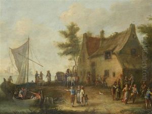 A Harbour Scene With Dancing Peasants