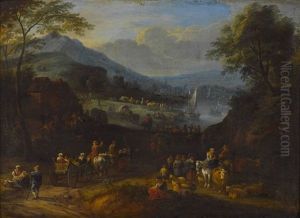 Bergige Flusslandschaft by Theobald Michau