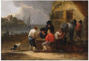 View Of A Harbour With Drinking Peasants View Of A Harbour With Drinking Peasants