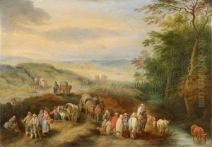 Landscape With Travellers And Peasants by Theobald Michau