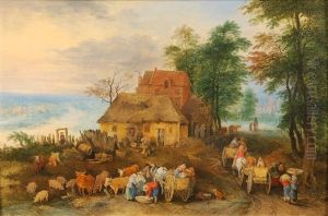 Scenes Villageoises (pair) by Theobald Michau
