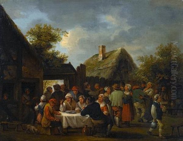 Figures Merry-making Outside An Inn - view 1