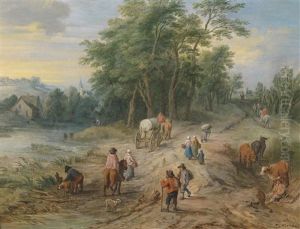 Ein Landschaft Mit Reisenden Auf Der Landstrasse (+ Reisenden In Felsiger Landschaft; Pair)