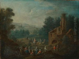 Landschaften Mit Figurenstaffage (pair) by Theobald Michau