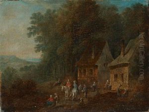 Landschaft Mit Figurenstaffage (+ Another; 2 Works) by Theobald Michau