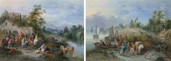 A Wooded River Landscape With Travellers Before An Inn - view 1