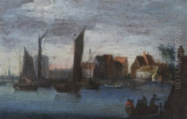 A River Landscape With Fishermen And Sailing Boats - view 1