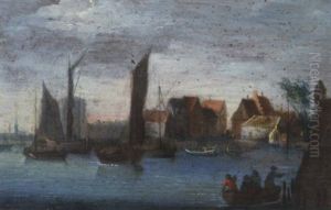A River Landscape With Fishermen And Sailing Boats